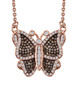 champagne and white diamond butterfly necklace in 18k rose gold over sterling silver
