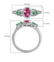 pink tourmaline tsavorite garnet and zircon ring in rhodium over sterling silver shown for size comparison