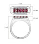 rubellite tourmaline and moissanite gents ring in rhodium over sterling silver shown for size comparison