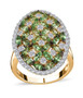 tsavorite garnet and moissanite statement ring in 18k yellow gold over sterling silver