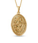 back view of tsavorite garnet and moissanite pendant necklace in 18k yellow gold over sterling silver