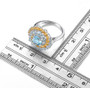 sky blue topaz and citrine halo ring in rhodium over sterling silver shown for size comparison