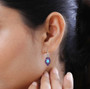 ethiopian opal and amethyst lever back earrings in rhodium over sterling silver worn on the ear