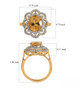 heliodor and white zircon double halo ring in 18k yellow gold over sterling silver shown for size comparison