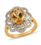 heliodor and white zircon double halo ring in 18k yellow gold over sterling silver