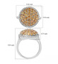 spessartine garnet and white zircon halo cluster ring in rhodium over sterling silver shown for size comparison