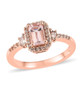 morganite and zircon halo wedding ring in 18k rose gold over sterling silver