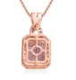 back view of kunzite brown zircon and white zircon pendant necklace in 18k rose gold over sterling silver