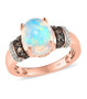 ethiopian opal champagne and white diamond ring in 18k rose gold over sterling silver