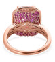 back view of kunzite and pink sapphire ring in 18k rose gold over sterling silver