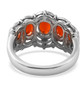 back view of fire opal five stone ring in rhodium over sterling silver