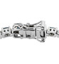 clasp detail of london blue topaz graduating tennis bracelet in rhodium over sterling silver