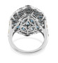 back view of london blue topaz cluster ring in 18k yellow gold and rhodium over sterling silver