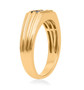 side view of blue diamond gents ring in 18k yellow gold over sterling silver