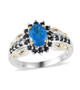 neon blue apatite and sapphire ring in 18k yellow gold and rhodium over sterling silver