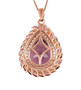 back view of rose de france amethyst zircon and multi tourmaline halo pendant necklace in 18k rose gold over sterling silver