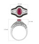 ruby black spinel and white zircon ring in rhodium over sterling silver shown for size comparison
