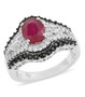 ruby black spinel and white zircon ring in rhodium over sterling silver