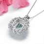 back view of green fluorite citrine sky blue topaz and zircon pendant necklace in rhodium over sterling silver