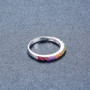 side view of multi gemstone stackable band ring in rhodium over sterling silver