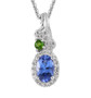 tanzanite chrome diopside and zircon ring and necklace jewelry set in rhodium over sterling silver