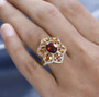 madeira citrine and zircon cluster ring in 18k yellow gold over sterling silver
