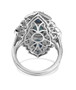 back view of blue star sapphire sapphire and zircon ring in rhodium over sterling silver