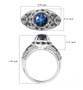 blue star sapphire sapphire and zircon ring in rhodium over sterling silver shown for size comparison