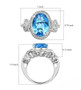 swiss blue topaz and zircon ring in rhodium over sterling silver shown for size comparison