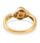 back view of spessartine garnet and moissanite halo infinity shank ring in 18k yellow gold over sterling silver