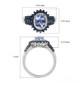 tanzanite sapphire and zircon ring in rhodium over sterling silver shown for size comparison