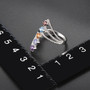 multi gemstone bypass line ring in rhodium over sterling silver shown for size comparison
