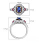 tanzanite pink tourmaline brown and white zircon ring in rhodium over sterling silver shown for size comparison