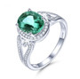 green fluorite and white zircon halo scroll heart shank ring in rhodium over sterling silver