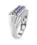 side view of tanzanite and white zircon gents ring in rhodium over sterling silver