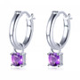 amethyst charm hoop earrings in rhodium over sterling silver