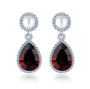 freshwater pearl and garnet drop earrings in rhodium over sterling silver