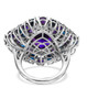 amethyst and london blue topaz cluster ring in rhodium over sterling silver