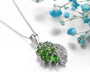 side view of chrome diopside and white zircon necklace in sterling silver