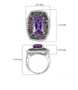 amethyst multi gemstone cluster ring in rhodium over sterling silver shown for size comparison