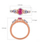 ruby tanzanite and zircon ring in 18k rose gold over sterling silver shown for size comparison
