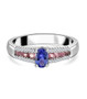 tanzanite pink tourmaline and zircon ring in rhodium over sterling silver