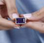 front view of emerald cut amethyst gents ring in rhodium over sterling silver