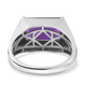 back view of emerald cut amethyst gents ring in rhodium over sterling silver
