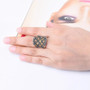 citrine and black spinel cluster ring in black and white rhodium over sterling silver