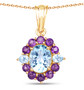 sky blue topaz and amethyst pendant necklace in 18k yellow gold over sterling silver