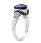 full view of amethyst black and white diamond ring in black and white rhodium over sterling silver