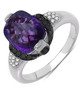 amethyst black and white diamond ring in black and white rhodium over sterling silver