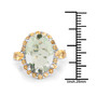 prasiolite and citrine halo ring in rhodium over sterling silver shown for size comparison