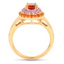 side view of citrine and amethyst halo ring in 14k yellow gold over sterling silver